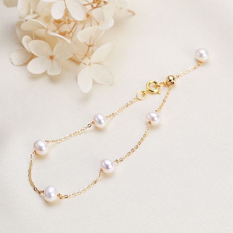 Vòng Tay Bạc Charm 6 Hạt Trai Bạc Thời Trang Đáng Yêu MADAME HIEN PEARLS Cho Nữ VTT027