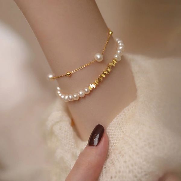 Vòng Tay Ngọc Trai Tự Nhiên Mặt Cham Hạt Vàng Li Ti MADAME HIEN PEARLS Vòng Tay Dễ Thương Cho Nữ VTT050