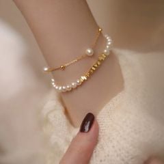 Vòng Tay Ngọc Trai Tự Nhiên Mặt Cham Hạt Vàng Li Ti MADAME HIEN PEARLS Vòng Tay Dễ Thương Cho Nữ VTT050