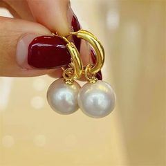 Bông Tai Bạc Ý Đính Ngọc Trai Edison Tự Nhiên MADAME HIEN PEARLS Khoá Tròn Tối Giản BTT061