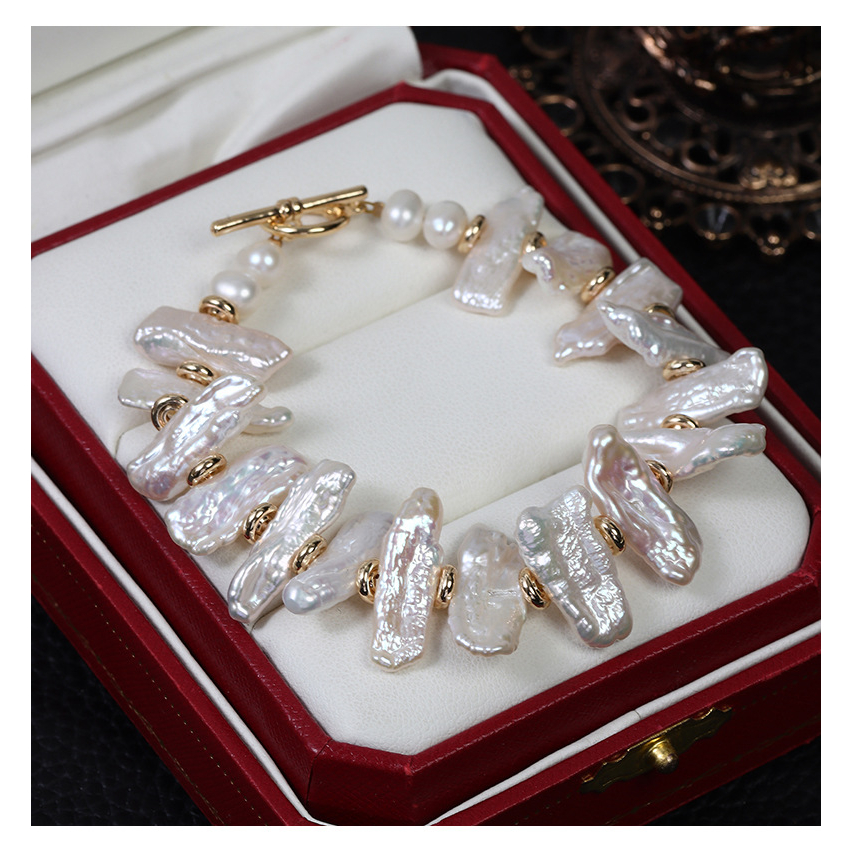 Designer Jewelry Vòng Tay Thiết Kế Ngọc Trai Dị Nhăng Biwa Thời Trang Unisex Nam Nữ MADAME HIEN PEARLS VTB052