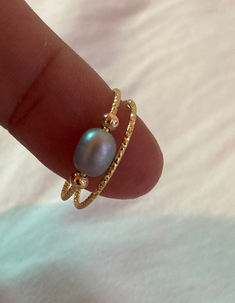 Nhẫn Mạ Vàng 14k Đính Ngọc Trai Nuôi Tự Nhiên hạt gạo Thời Trang NG001