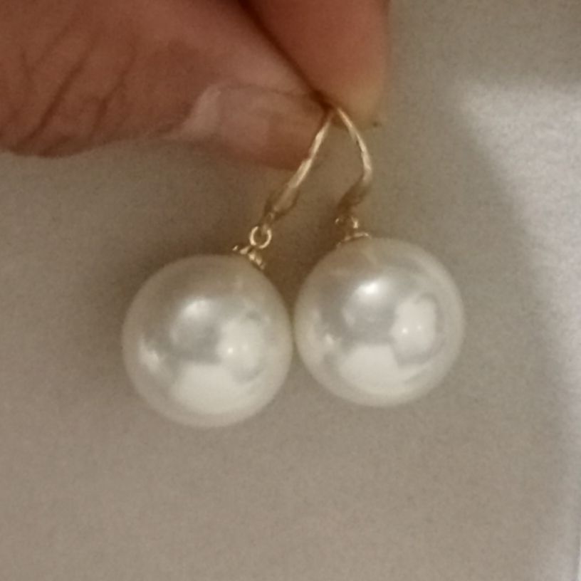 Bông Tai Tua Tua Tòn Ten Ngọc Trai Size Khủng 12mm Vàng 14K YM008