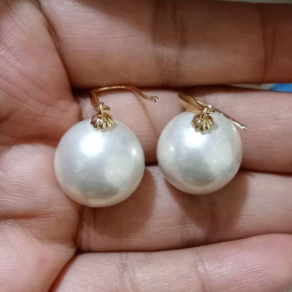 Bông Tai Tua Tua Tòn Ten Ngọc Trai Size Khủng 12mm Vàng 14K YM008