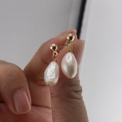 Bông Tai Bạc 925 Mạ MADAME HIEN PEARLS Đính Hạt Trai Baroque Nước Ngọt Tự Nhiên BTB002