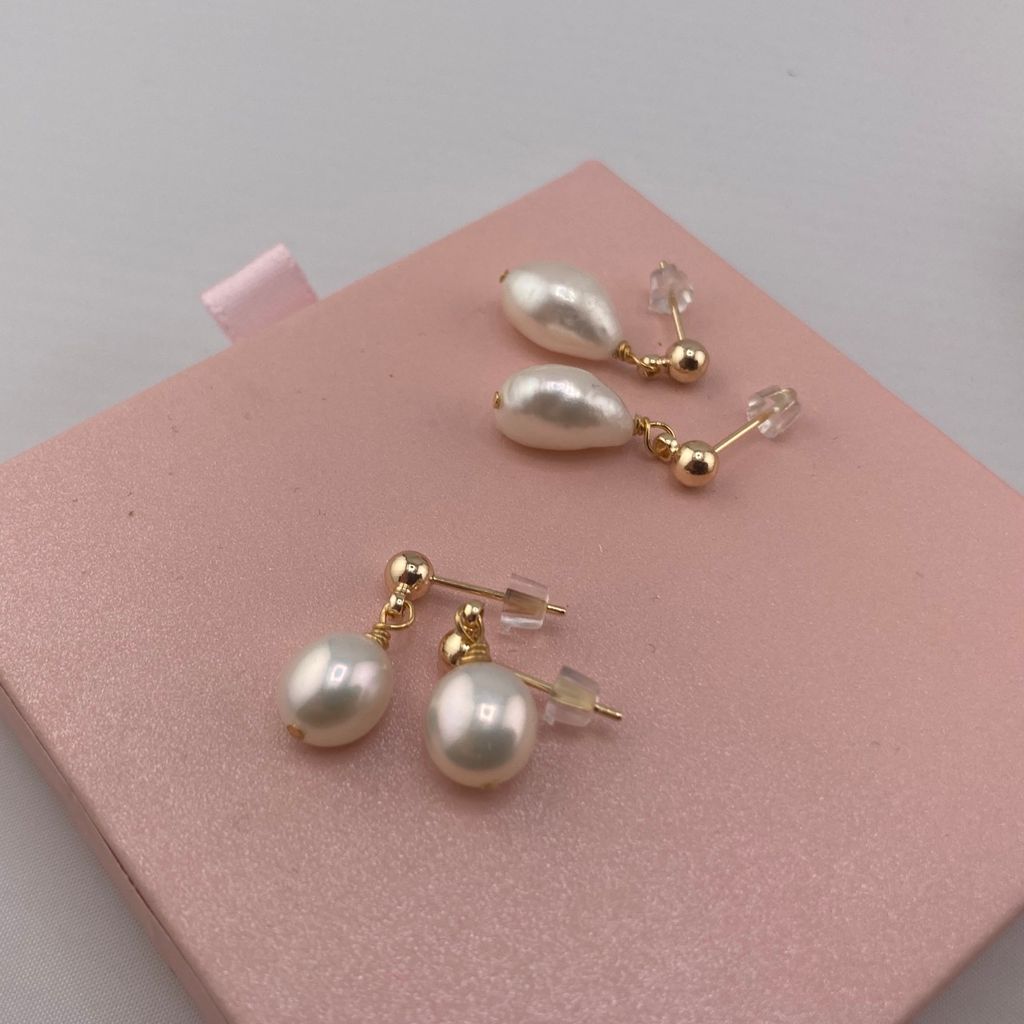 Bông Tai Bạc 925 Mạ MADAME HIEN PEARLS Đính Hạt Trai Baroque Nước Ngọt Tự Nhiên BTB002