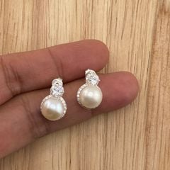 Bông Tai Ngọc Trai Bạc Ta Đính Đá Quý Nhí Tròn MADAME HIEN PEARLS sang trọng, quý phái BTN038