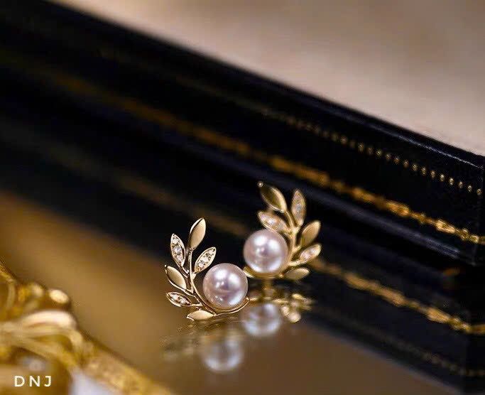 Bông Tai Ngọc Trai Tự Nhiên 6-7mm Thời Trang Zircon Dáng Lá Liễu MADAME HIEN PEARLS Cho Nữ BTN002