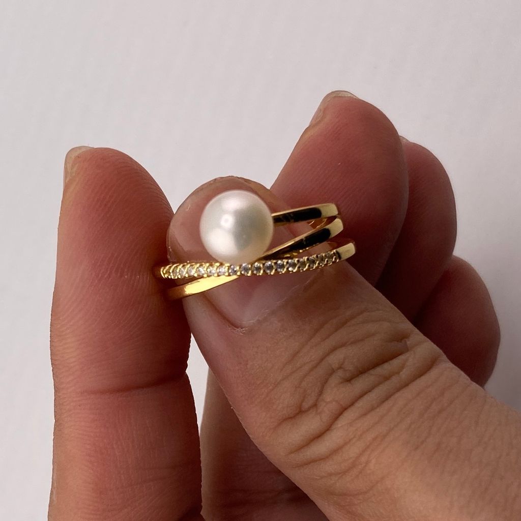 Nhẫn Hở Freesize Kiểu Sang Trọng Đính Nút Ngọc Trai MADAME HIEN PEARLS NN002