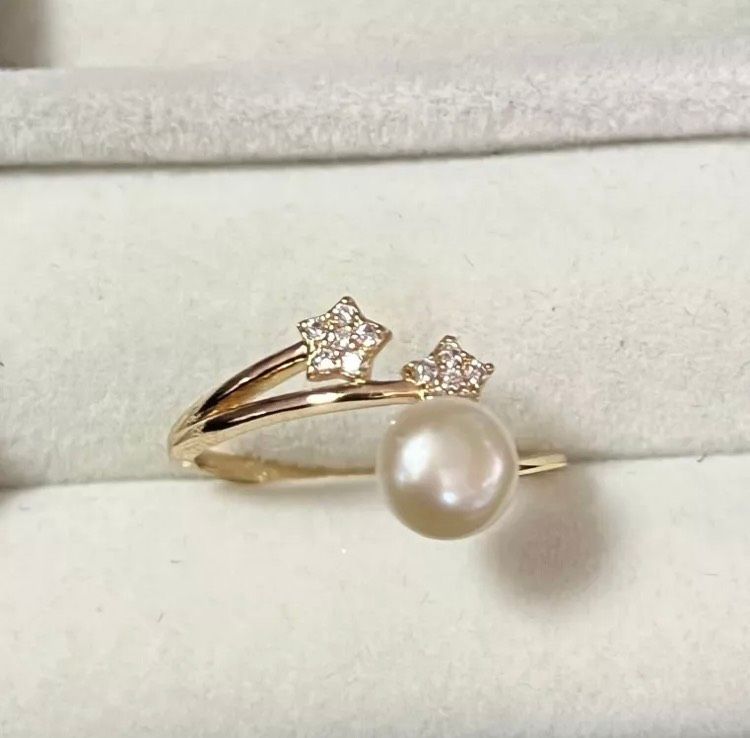 Nhẫn Ngọc Trai Tự Nhiên MADAME HIEN PEARLS Kiểu 2 Vì Sao Băng Freesize NN001