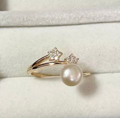 Nhẫn Ngọc Trai Tự Nhiên MADAME HIEN PEARLS Kiểu 2 Vì Sao Băng Freesize NN001