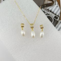 Bộ Set Trang Sức Vòng Cổ và Bông Tai Kiểu Dáng Tối Giản Sang Trọng SPS048