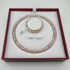 [Kèm Kiểm Định] Set Bộ Trang Sức Ngọc Trai Tím Tròn Tự Nhiên Hạt Đẹp 7-8mm Gồm Vòng cổ và Vòng Tay MADAME HIEN PEARLS