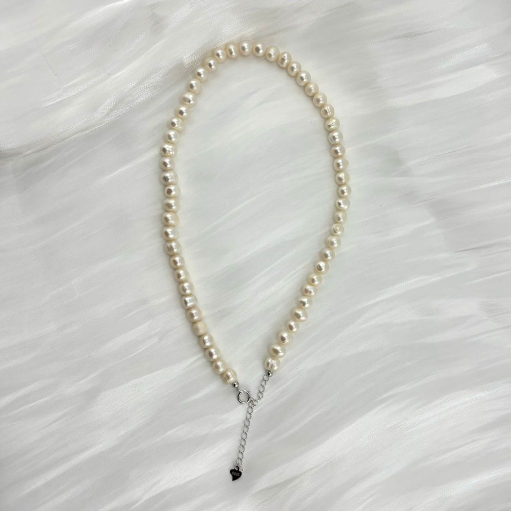 Vòng cổ Bạc 925 Ngọc Trai Nuôi Tự Nhiên Kích Thước 6-7mm MADAME HIEN PEARLS Cho Nữ CT008