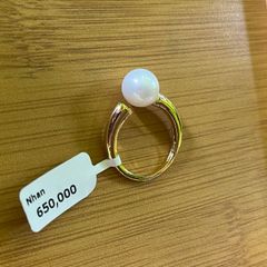 Nhẫn Trơn Cổ Điển Đính Ngọc Trai Xám Tròn Tự Nhiên Cao Cấp Tối Giản MADAME HIEN PEARLS Unisex Nam Nữ