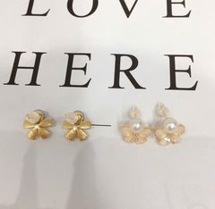 Bông Tai Ngọc Trai Tự Nhiên Dáng Hoa Bọc Vàng 18K Kim Bạc s925 MADAME HIEN PEARLS BTN144