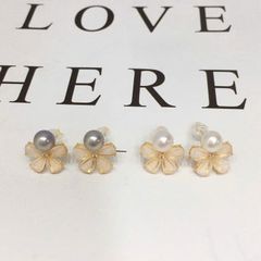 Bông Tai Ngọc Trai Tự Nhiên Dáng Hoa Bọc Vàng 18K Kim Bạc s925 MADAME HIEN PEARLS BTN144
