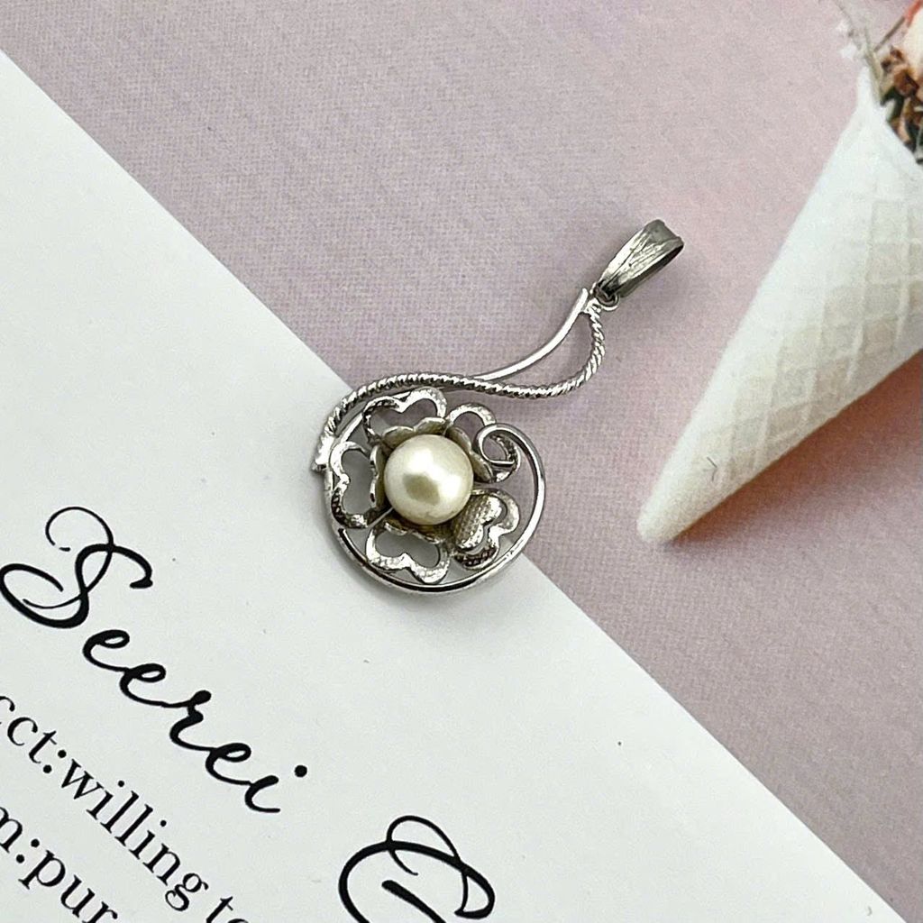 [SALE] Mặt Dây Chuyền Ngọc Trai Tự Nhiên Khung Bạc Cầu Kỳ Hoa Lá MADAME HIEN PEARLS SALEMN002