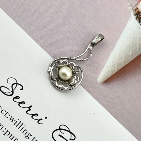 [SALE] Mặt Dây Chuyền Ngọc Trai Tự Nhiên Khung Bạc Cầu Kỳ Hoa Lá MADAME HIEN PEARLS SALEMN002