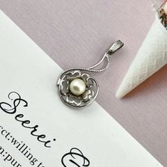 [SALE] Mặt Dây Chuyền Ngọc Trai Tự Nhiên Khung Bạc Cầu Kỳ Hoa Lá MADAME HIEN PEARLS SALEMN002