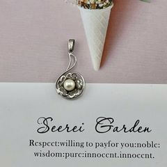 [SALE] Mặt Dây Chuyền Ngọc Trai Tự Nhiên Khung Bạc Cầu Kỳ Hoa Lá MADAME HIEN PEARLS SALEMN002