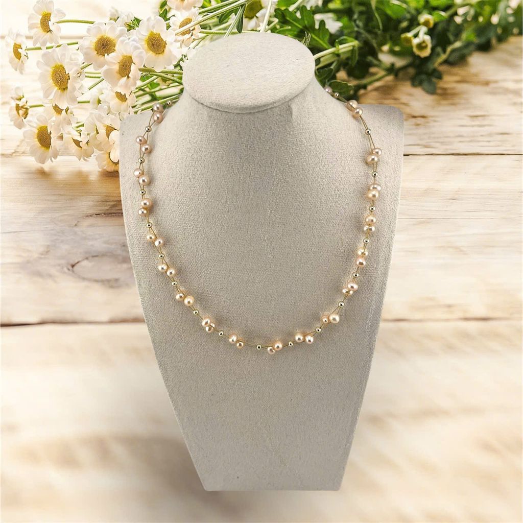 Vòng Cổ Choker Sợi Bện Đính Ngọc Trai Tự Nhiên MADAME HIEN PEARLS Đáng Yêu Cho Nữ CT064