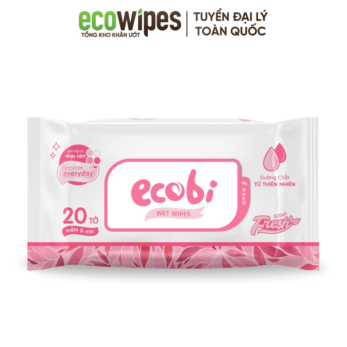  Khăn Ướt Ecobi Hương Dịu Nhẹ Cho Em Bé 