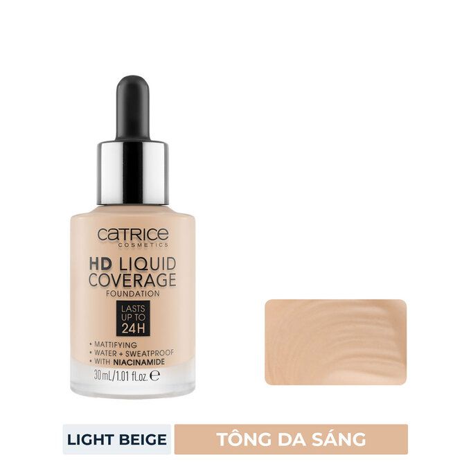 Kem Nền Catrice HD Liquid Coverage Foundation Che Phủ 24H 30ml