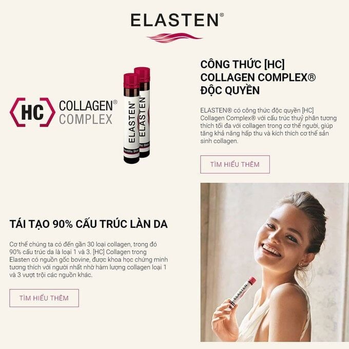 Elasten Nước Uống Collagen Thuỷ Phân 28 ống x 25ml