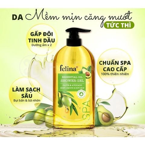 Felina Sữa Tắm Tinh Dầu Olive Bơ 800ml
