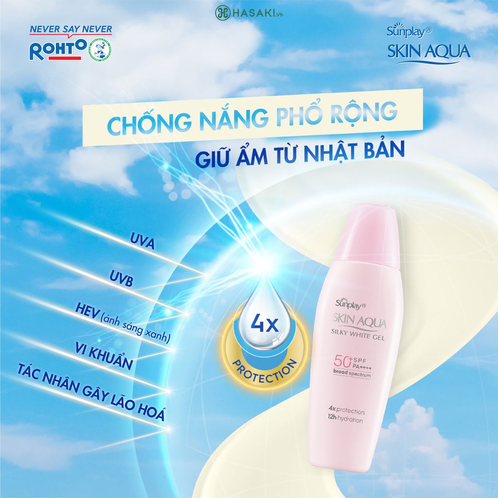 Sunplay Kem Chống Nắng Dưỡng Da Sáng Mịn Skin Aqua Silky White SPF50 PA++++ 30g