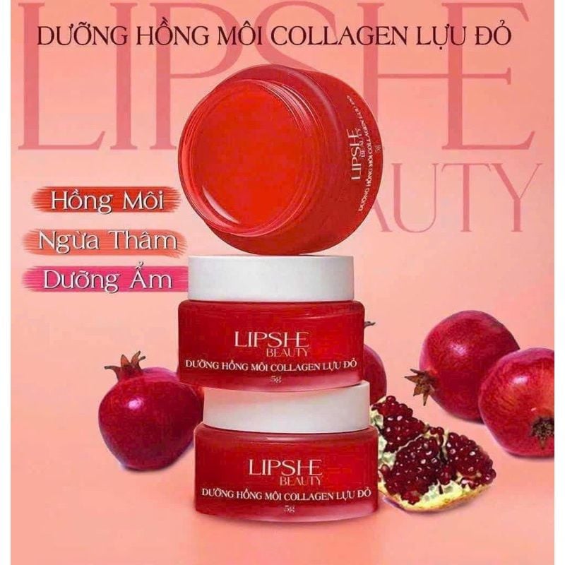 Lipshe Dưỡng Môi Collagen Lựu Đỏ