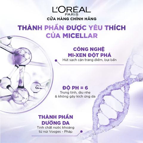 L'Oreal Nước Tẩy Trang Cấp Ẩm 95ml