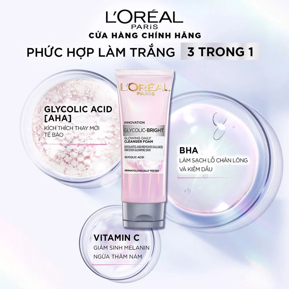 L'Oreal Paris Sữa Rửa Mặt Sáng Da 100ml