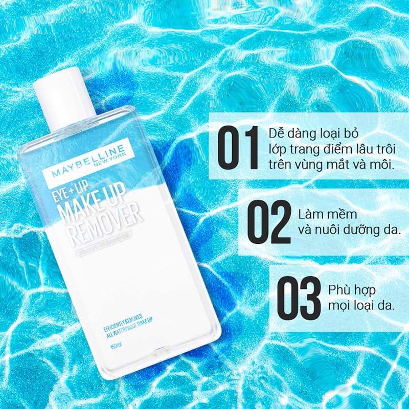 MAYBELLINE Nước Tẩy Trang Mắt Và Môi 150ml
