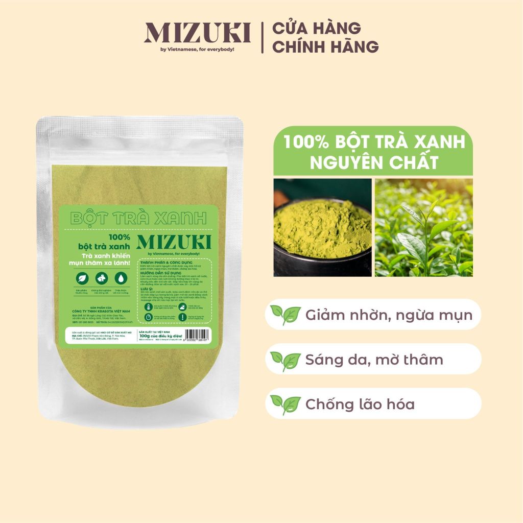 Bột Trà Xanh Nguyên Chất Mizuki 100g