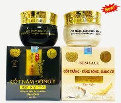 Combo Kem Face Nicos Kem Ngày Cốt Tắng Căng Bóng Nâng Cơ, Kem Đêm Cố Nám Đông Y (Hủ 15g)