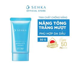 Tinh Chất Chống Nắng Senka Nâng Tông Sáng Mượt Da Dầu 50g Perfect UV Essence SPF50+ PA++++