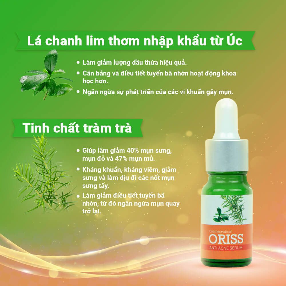Serum Ngừa Mụn Mờ Thâm Sáng Da Oriss Tràm Trà 10ml