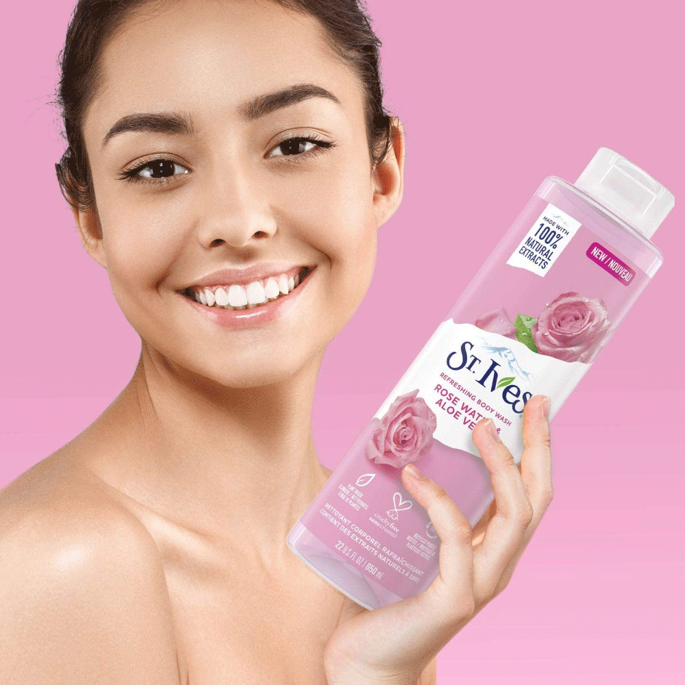 STIVES Sữa Tắm Tẩy Tế Bào Hoa Hồng Lô Hội 650ml