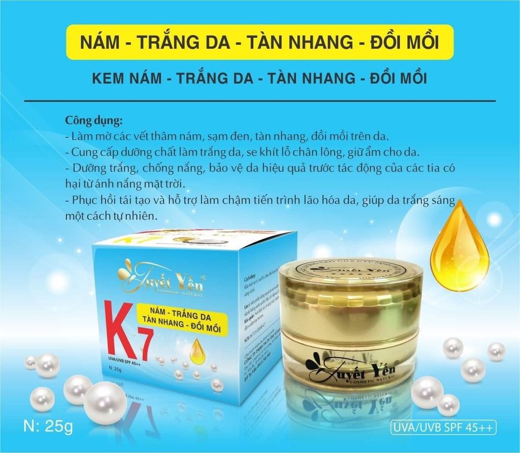 Kem Face Trắng Da Tàn Nhang Đồi Mồi Tuyết Yến K7 25g