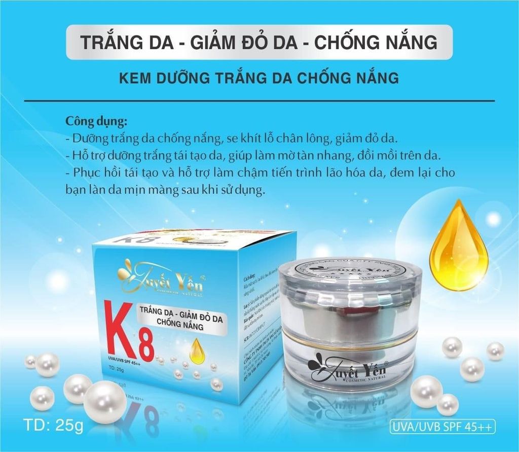 Kem Trắng Da Chống Nắng Tuyết Yến K8 25g