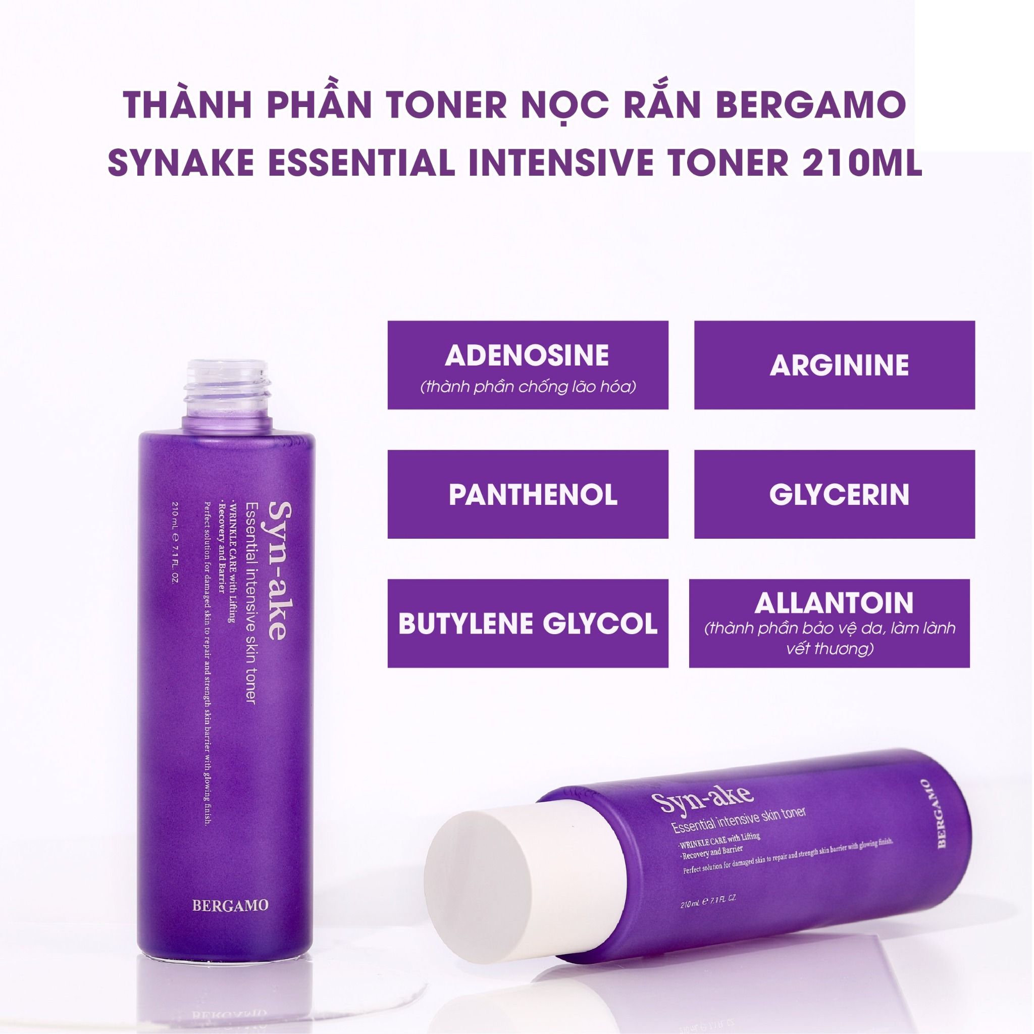 TONER NỌC RẮN BERGAMO SYNAKE ESSENTIAL INTENSIVE TONER 210ML
