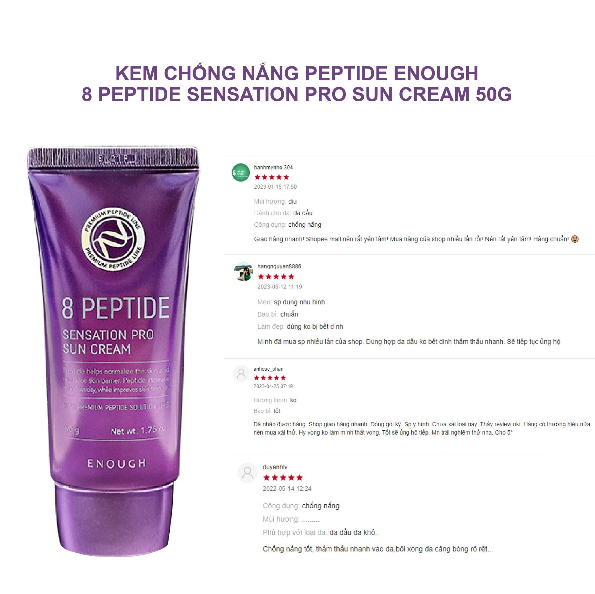 KEM CHỐNG NẮNG PEPTIDE CAO CẤP ENOUGH PREMIUM 8 PEPTIDE SUN CREAM 50G