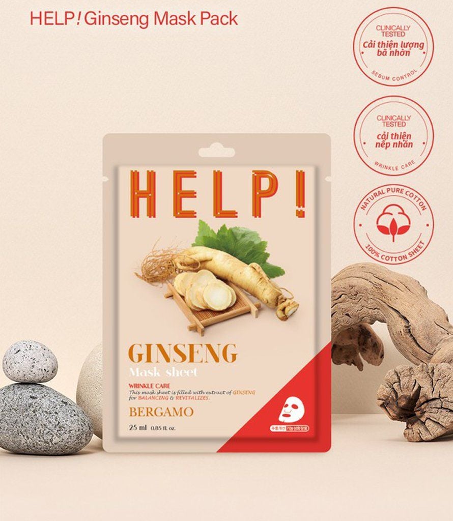 MẶT NẠ BERGAMO HELP MASK PACK GINSENG - NHÂN SÂM