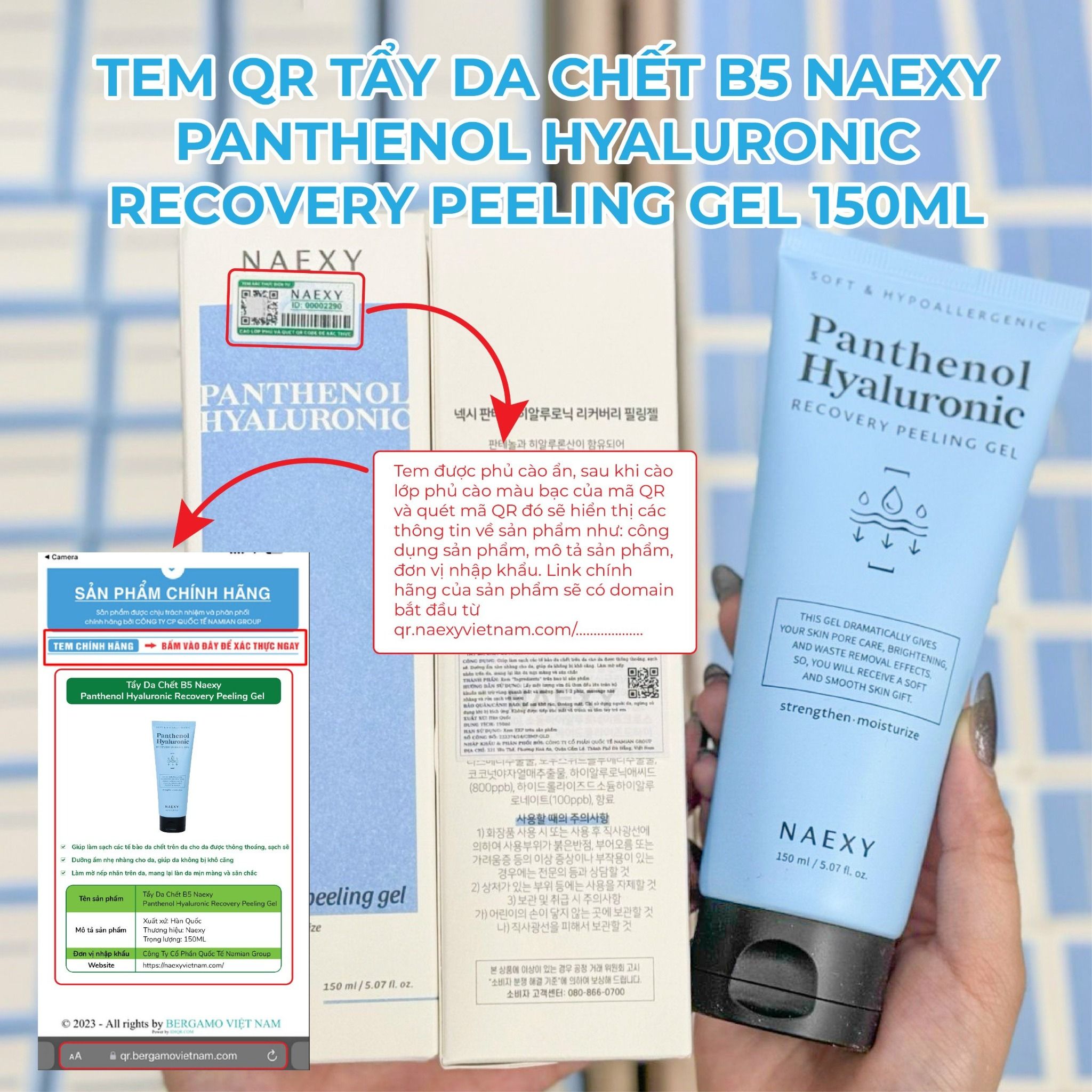 TẨY DA CHẾT B5 NAEXY PANTHENOL HYALURONIC RECOVERY PEELING GEL 150ML