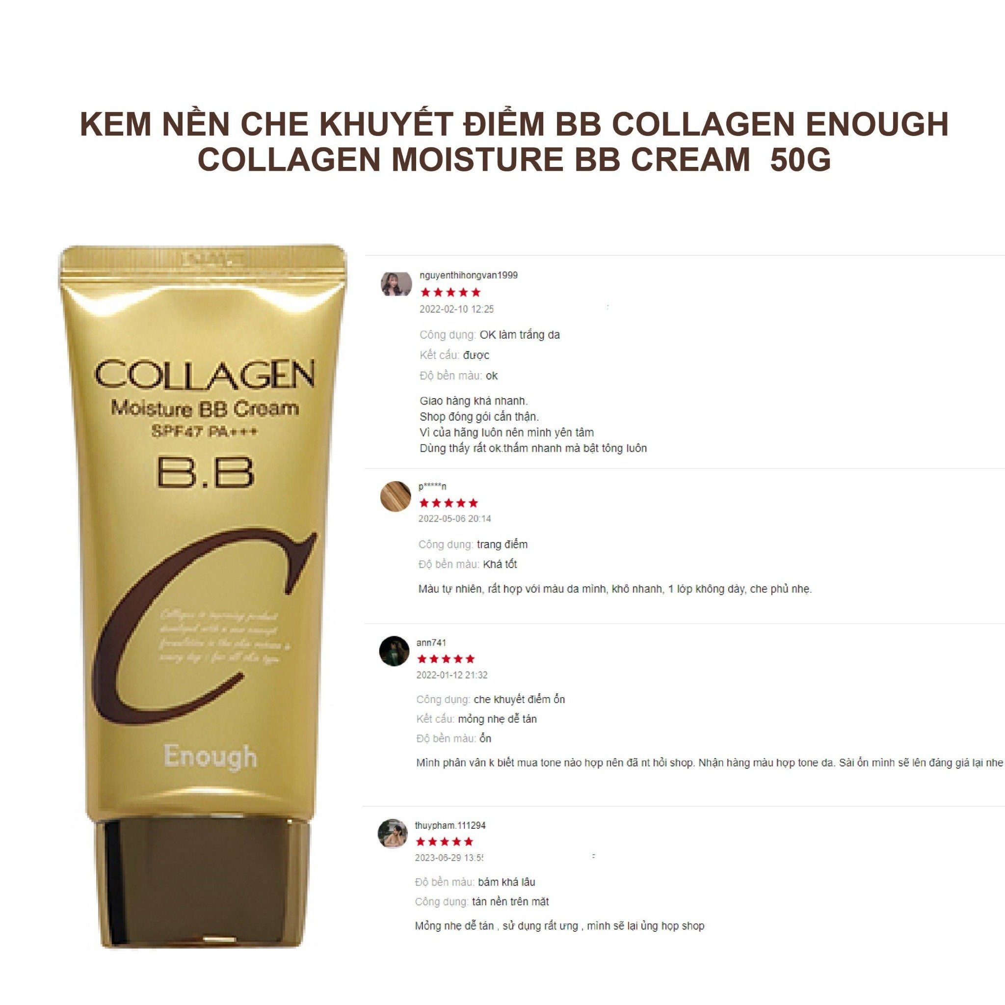 KEM NỀN CHE KHUYẾT ĐIỂM BB COLLAGEN ENOUGH COLLAGEN MOISTURE BB CREAM 50G