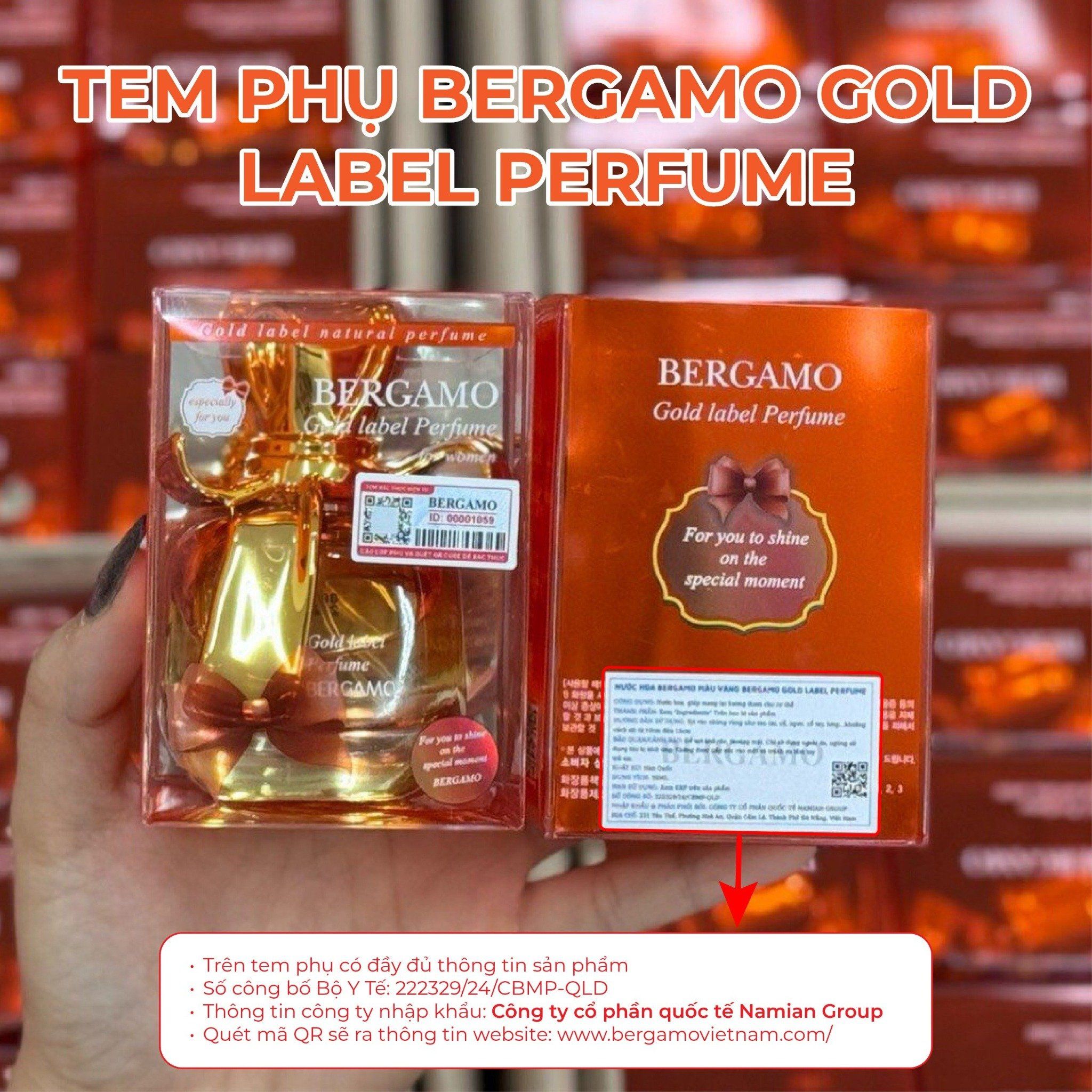 NƯỚC HOA BERGAMO MÀU VÀNG BERGAMO GOLD LABEL PERFUME  30ML