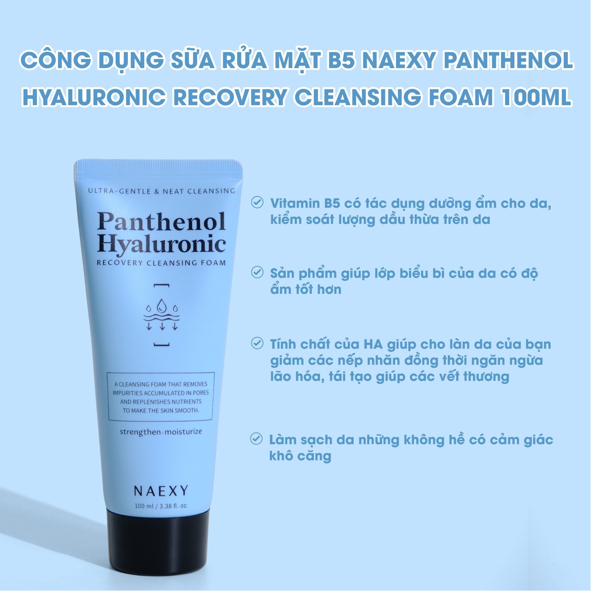 SỮA RỬA MẶT B5 NAEXY PANTHENOL HYALURONIC RECOVERY CLEANSING FOAM 100ML