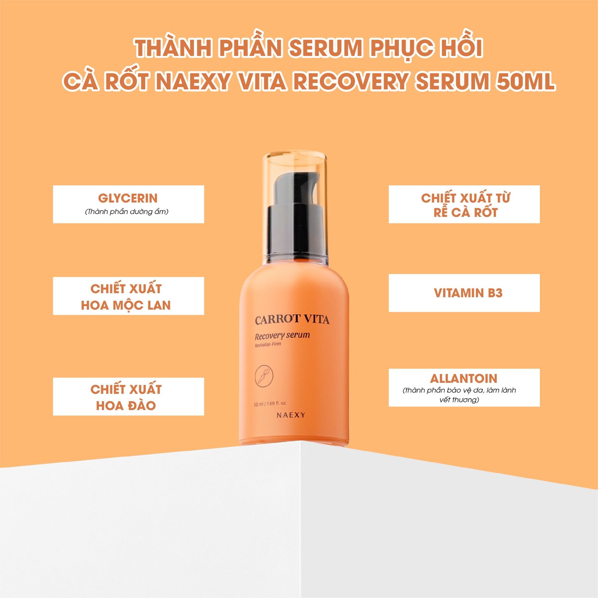 SERUM HỖ TRỢ PHỤC HỒI CÀ RỐT NAEXY CARROT VITA RECOVERY SERUM 50ML